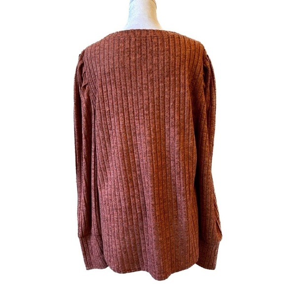 Miholl Waffle Knit Slouchy Twist Tie Hem Top Long Sleeves Size Women's XL - Picture 4 of 8